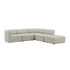 Fjord Sofa hjørnesofa med åpen ende i beige tekstil, myke linjer og skandinavisk design.