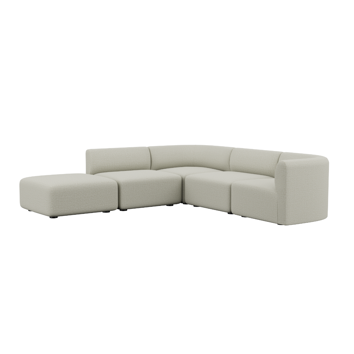 Fjord Sofa hjørnesofa med åpen ende i Cosmo Beige tekstil, myke linjer og skandinavisk design.