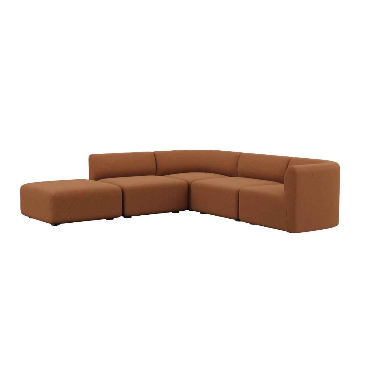 Fjord Sofa hjørnesofa med åpen ende i myk Cosmo Beige tekstil, skandinavisk design.