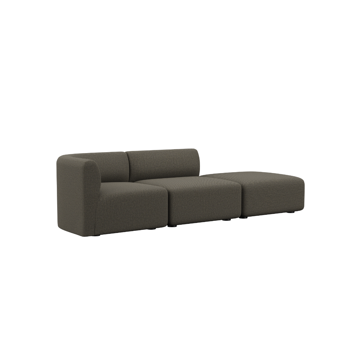 Fjord Sofa 2-seter med høyre åpen ende i brun Sealife tekstil med myke linjer og skandinavisk design.