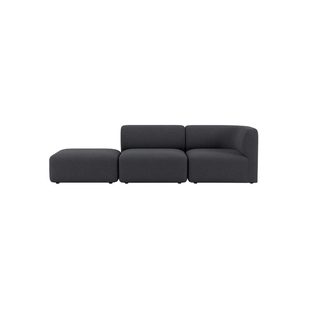 Mørkegrå Fjord sofa med to sitteplasser og åpen ende fra sackit Norway i rolig skandinavisk design for moderne hjem