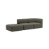Mørk grå Fjord sofa med to sitteplasser og åpen ende fra sackit. Skandinavisk design med myke avrundede former og dyp sittekomfort på svart bakgrunn
