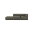 Grå toseters sofa med åpen ende fra sackit i rolig skandinavisk design for innendørs bruk