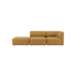 sackit Fjord sofa i varm okerfarge med to sitteplasser og åpen ende til en fleksibel og komfortabel stueinnredning