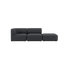 Mørkegrå Fjord sofa for to personer med åpen ende og myke avrundede former fra sackit. Skandinavisk design for et moderne hjem.