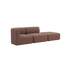 Brun Fjord sofa med to sitteplasser og åpen ende fra sackit i mykt stoff og rolig skandinavisk design for moderne nordiske hjem
