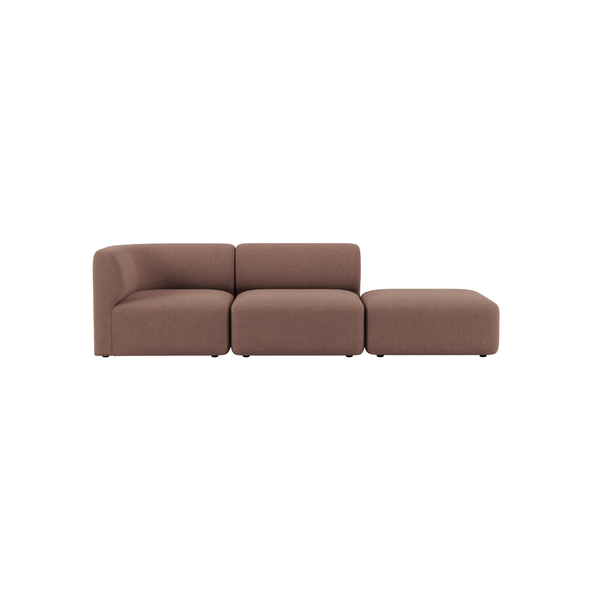 Brun Fjord sofa med to sitteplasser og åpen ende i mykt skandinavisk design fra sackit for moderne nordiske hjem