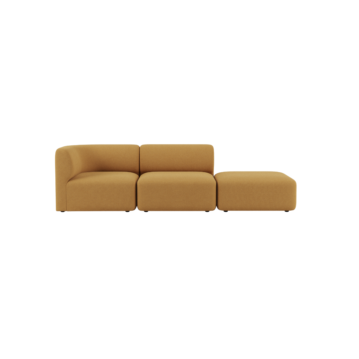 Fjord sofa i sennepsgul tekstil med to sitteplasser og åpen ende fra sackit skandinavisk design for moderne hjem