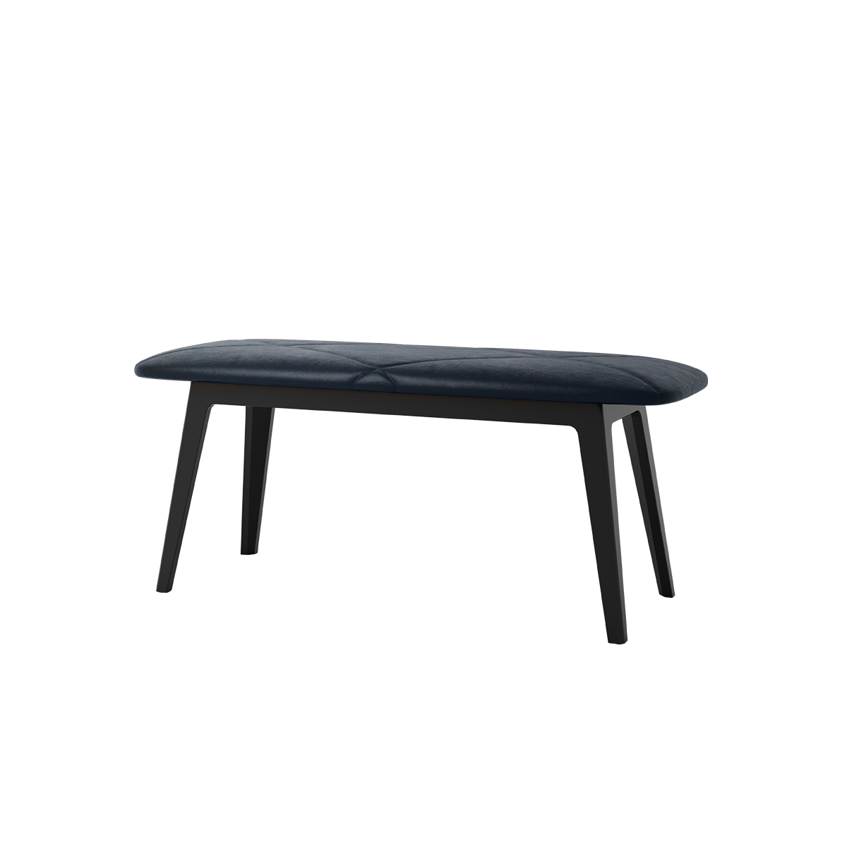 Nordic Bench in Terra Black leather with smooth beech wood frame and clean lines.