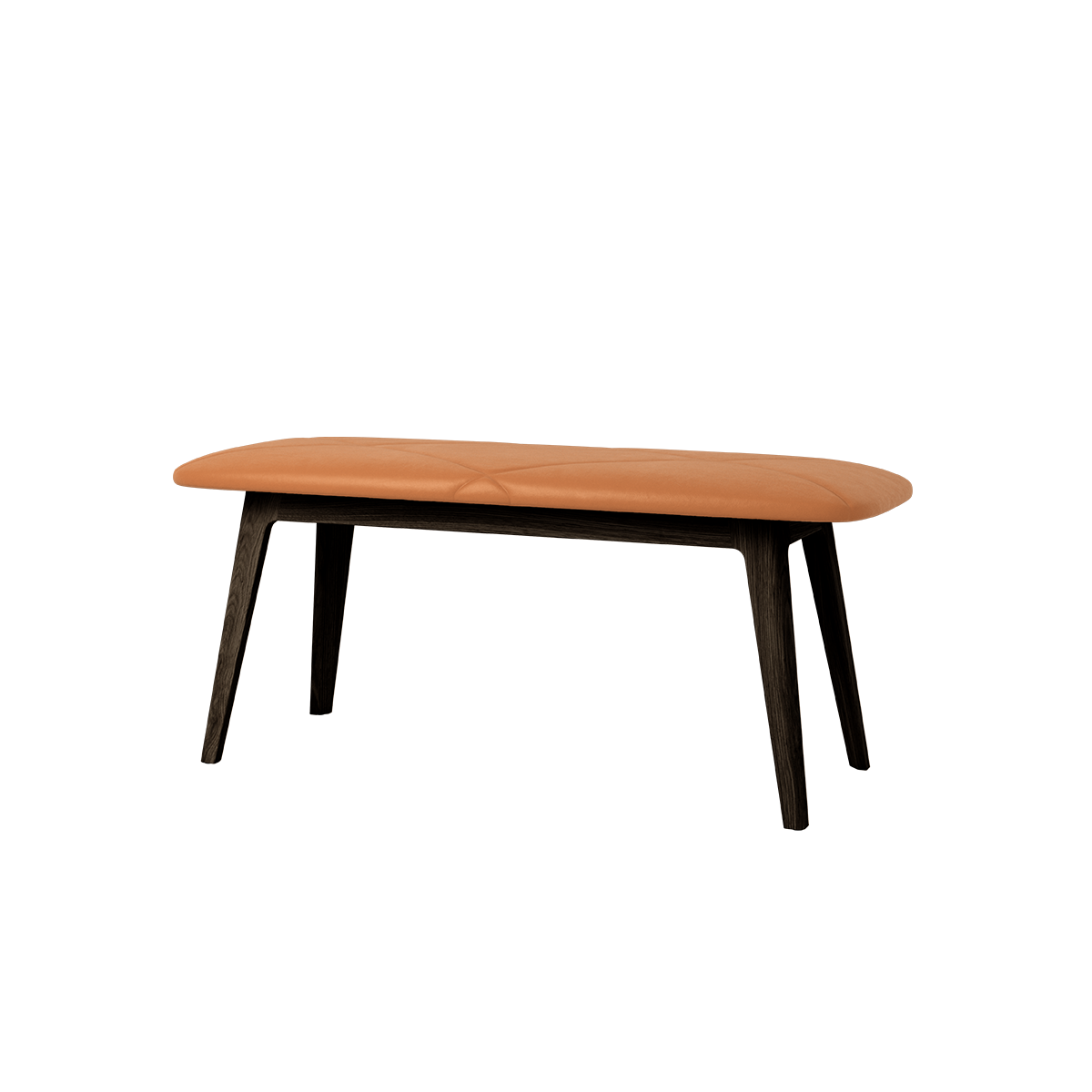 Nordic Bench i mørkt beiset eik med sete i Terra Safari skinn, dansk design, 105 cm lang.