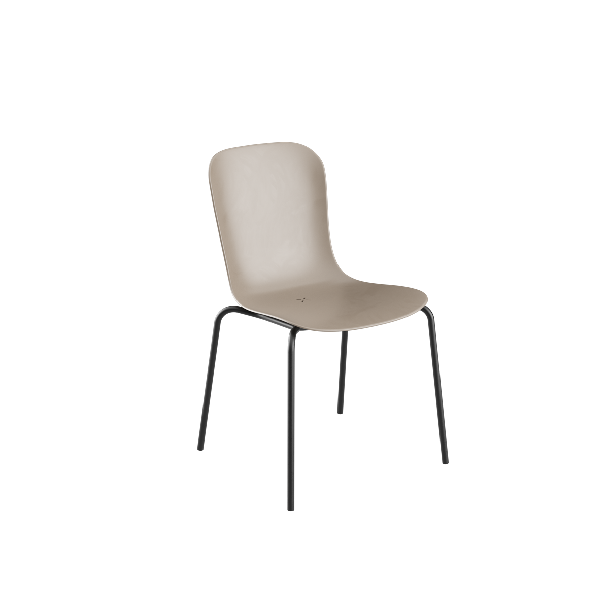 Taupe Patio Chair no. One S1 with black steel frame, outdoor dining chair with recycled plastic seat.