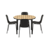 Rundt Kirra spisebord med keramisk bordplate og fire Patio Chair no. One S2 stoler i olivengrønn og svart.