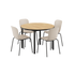 Rundt Kirra Dining Table Ø110 i svart med 4 Patio Chair no. One S1 i taupe og svart, utendørs spisebordsett.