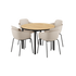 Rundt Kirra Dining Table Ø110 med keramisk bordplate og fire Patio Chair no. One S2 i taupe og noir.