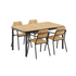 Kirra Dining Table 150x90 med svart Kirra Chair i svart pulverlakkert aluminium og teak, utendørs spisebordsett.