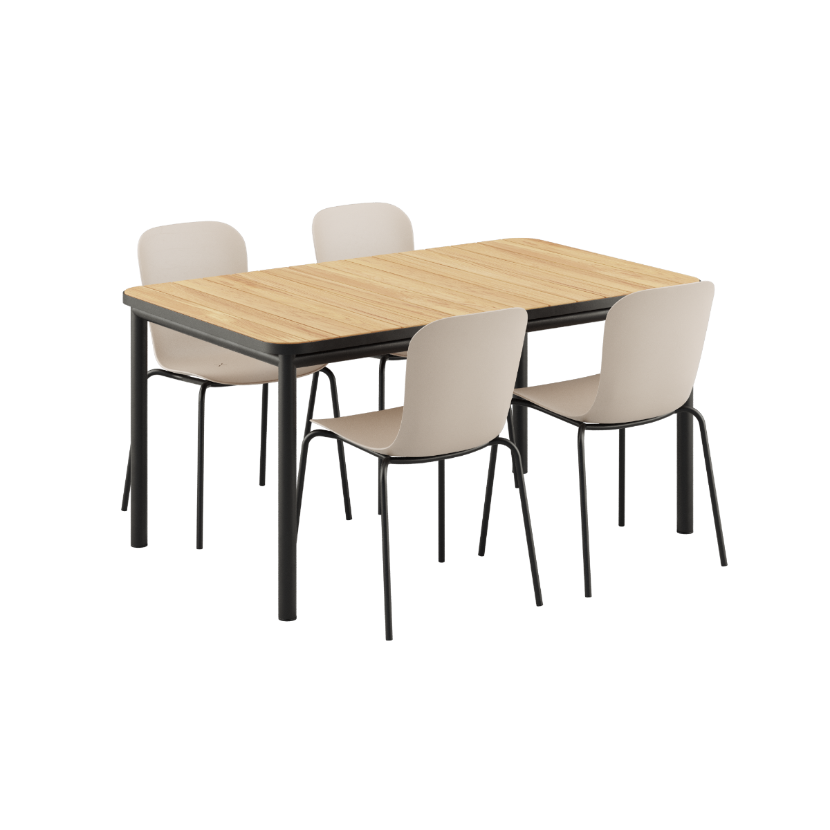 Kirra Dining Table 150x90 with Noir frame and Taupe Patio Chair no. One S1 outdoor dining set