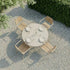 Kirra Dining Table utendørs spisebord i taupe pulverlakkert aluminium med teakplate, rundt Ø110 cm.