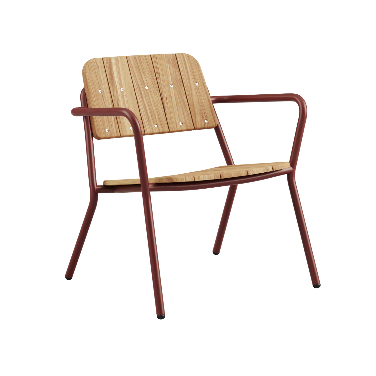 Kirra Patio Lounge Chair i chestnut farge med pulverlakkert aluminium og ubehandlet teaktre.