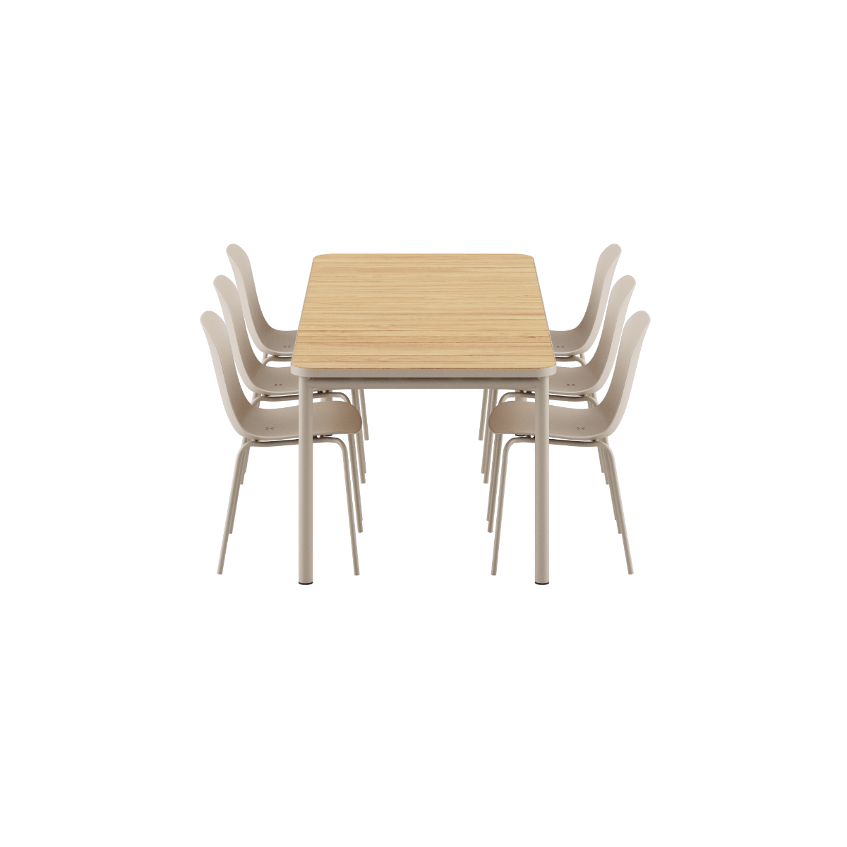 Kirra Dining Table taupe med seks Patio Chair no. One S2 stoler i uteområde