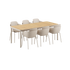 Kirra Dining Table 210x90 taupe med 6 Patio Chair no. One S2 i taupe, utendørs spisebordsett.