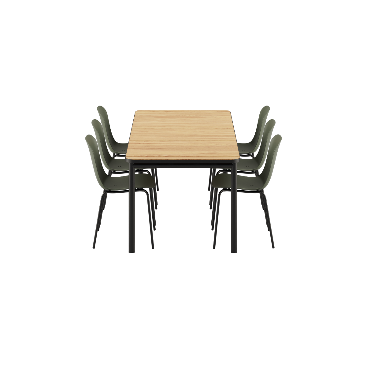 Kirra Dining Table 210x90 med keramikkplate og 6 Patio Chair no. One S2 i olive og noir farger.