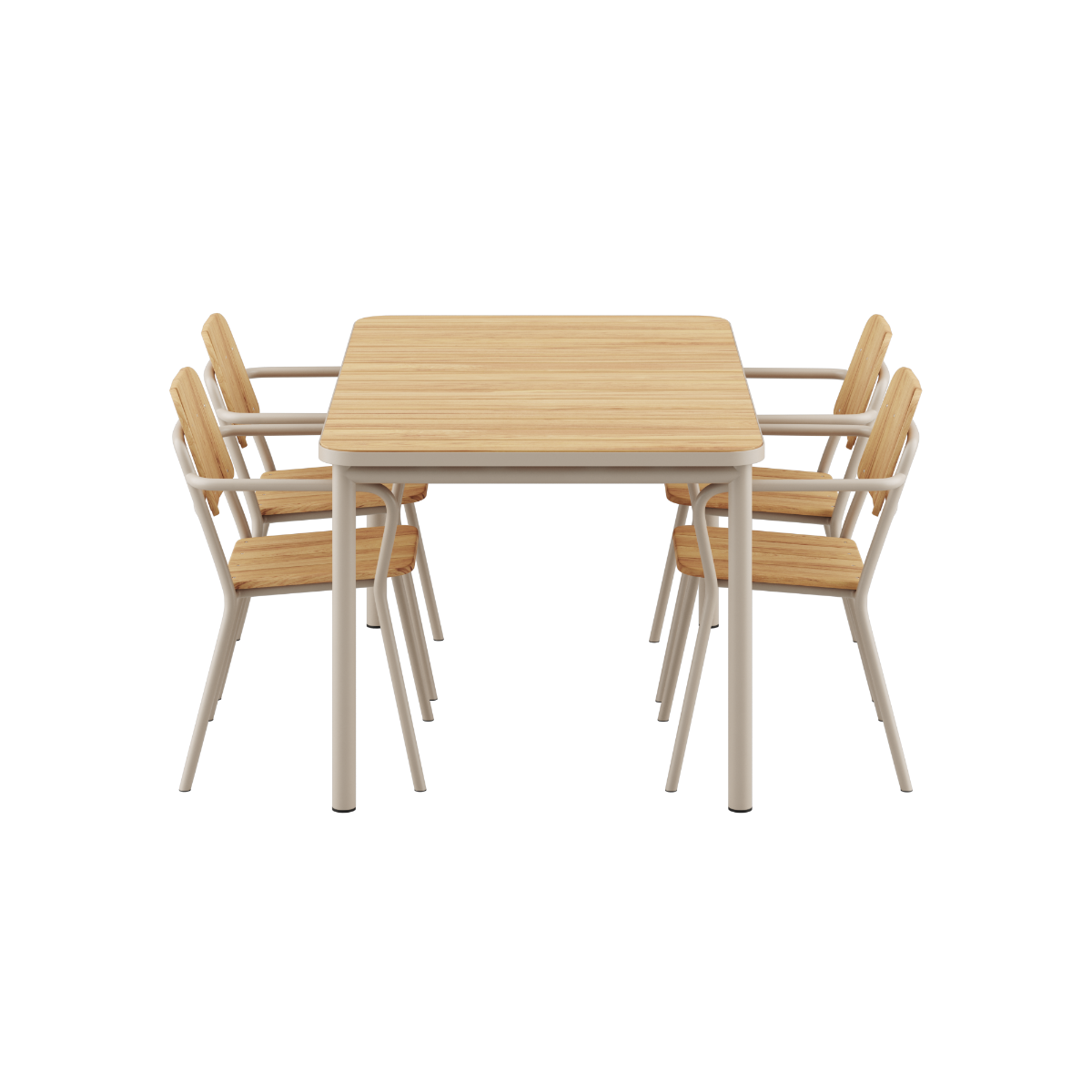 Kirra Dining Table 150x90 with Taupe Patio Chair no. One S2 outdoor dining set in taupe color