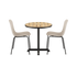 Kirra Café Table with round teak top and two olive and black Patio Chair no. One S2 outdoor chairs.