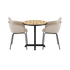 Rundt Kirra Café Table i teak med to Patio Chair no. One S2 i olive og noir farger.