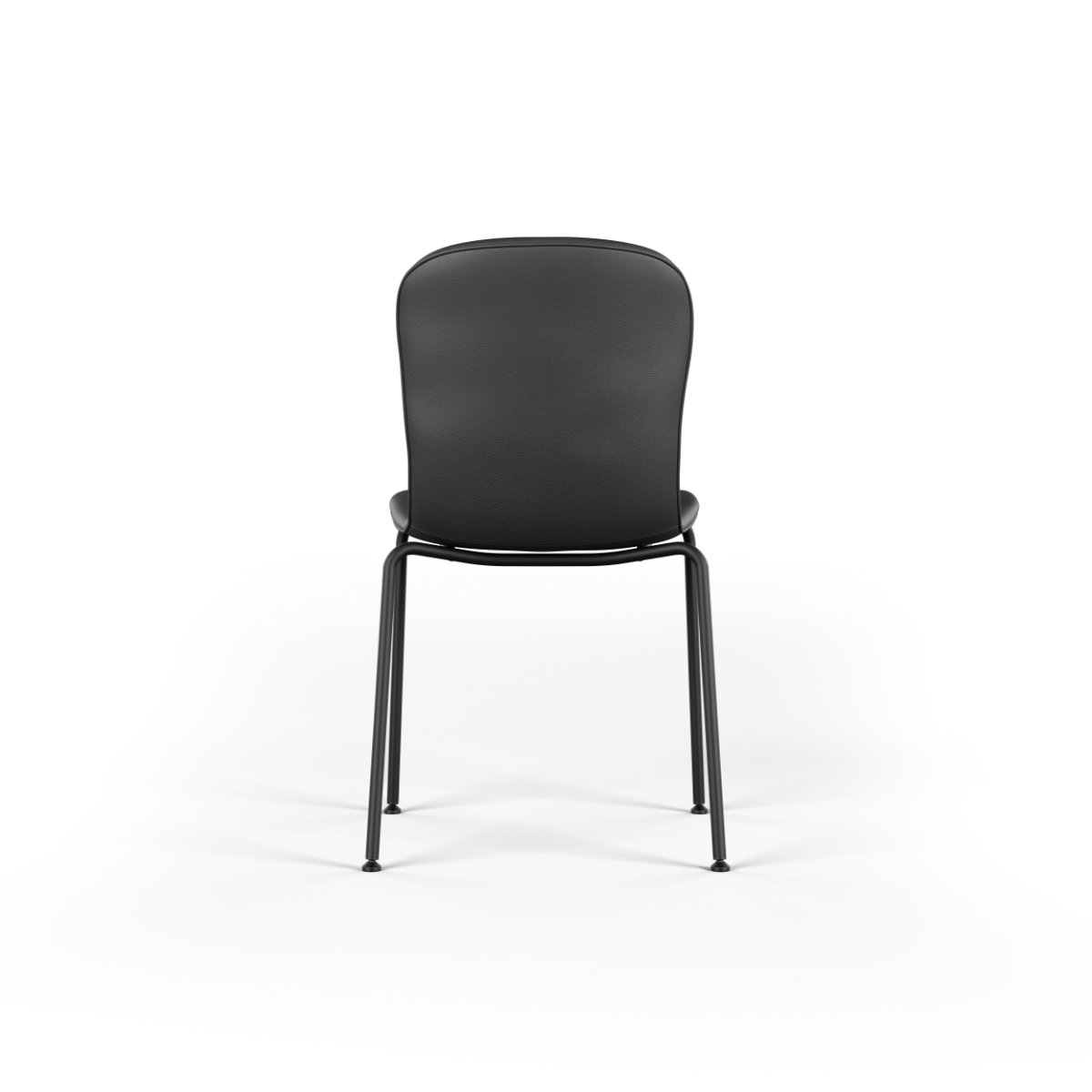 Chair no. One S1 spisestol med pulverlakkert svart stålramme og sete i svart lær fra SPOOR.