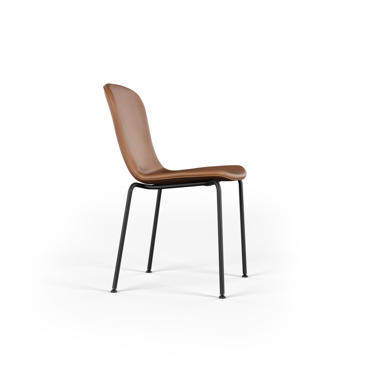 Chair no. One S1 spisestol med pulverlakkert svart stålramme og svart SPOOR-lærsete.