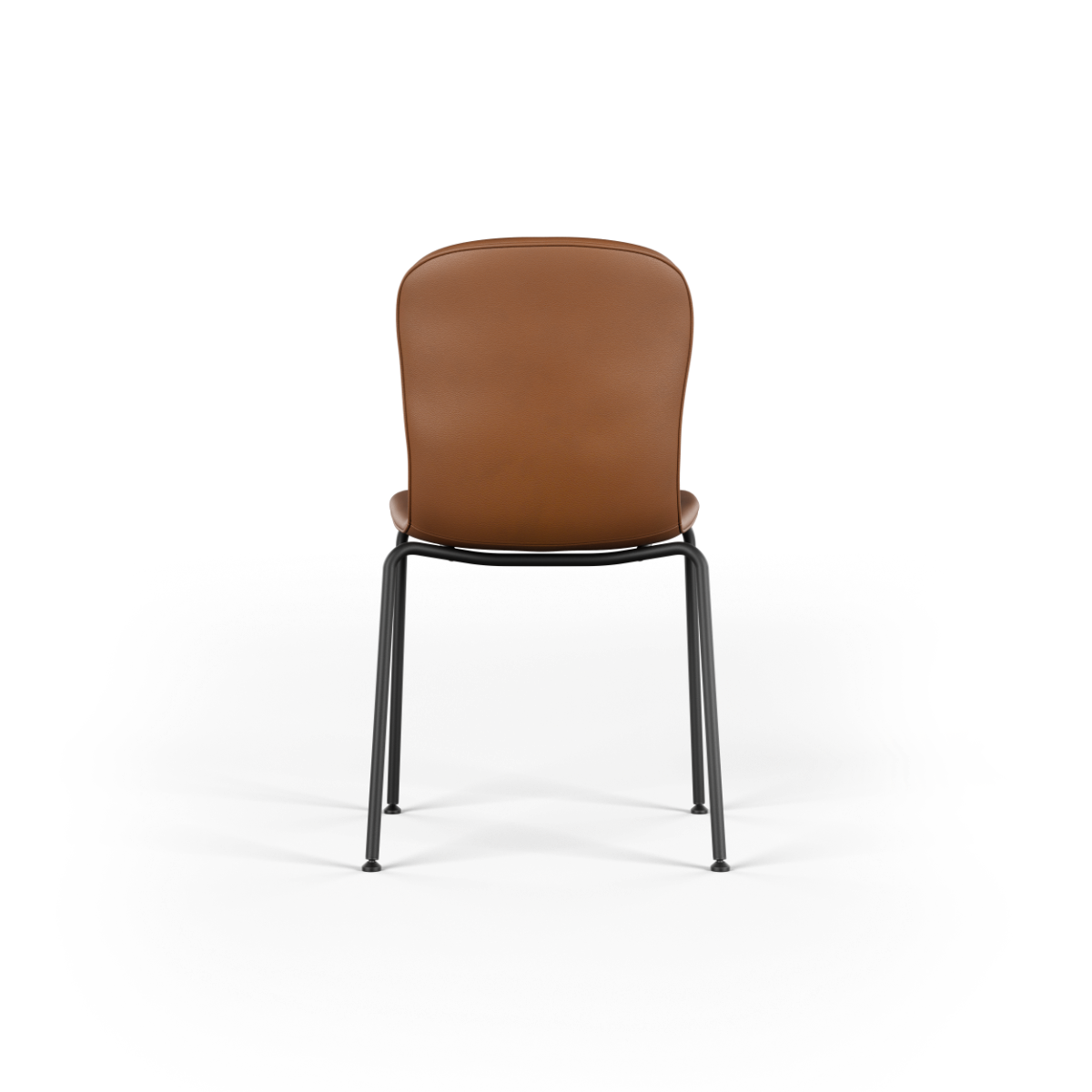 Chair no. One S1 spisestol med pulverlakkert svart stålramme og svart SPOOR-lærsete.