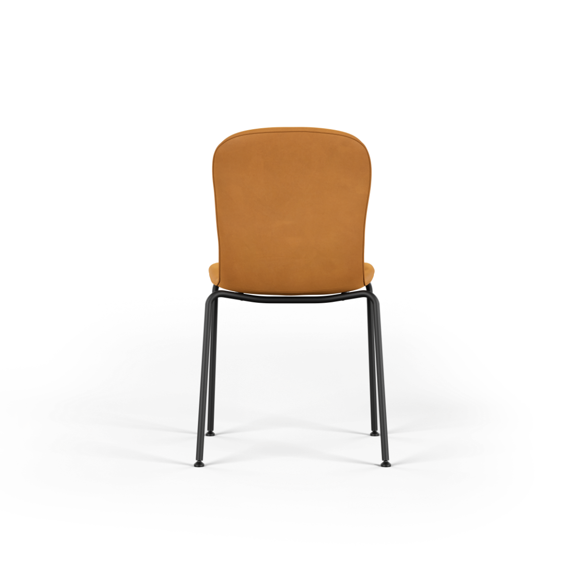 Chair no. One S1 spisestol i Luna Sandstone med pulverlakkert stålramme og skinnsete.