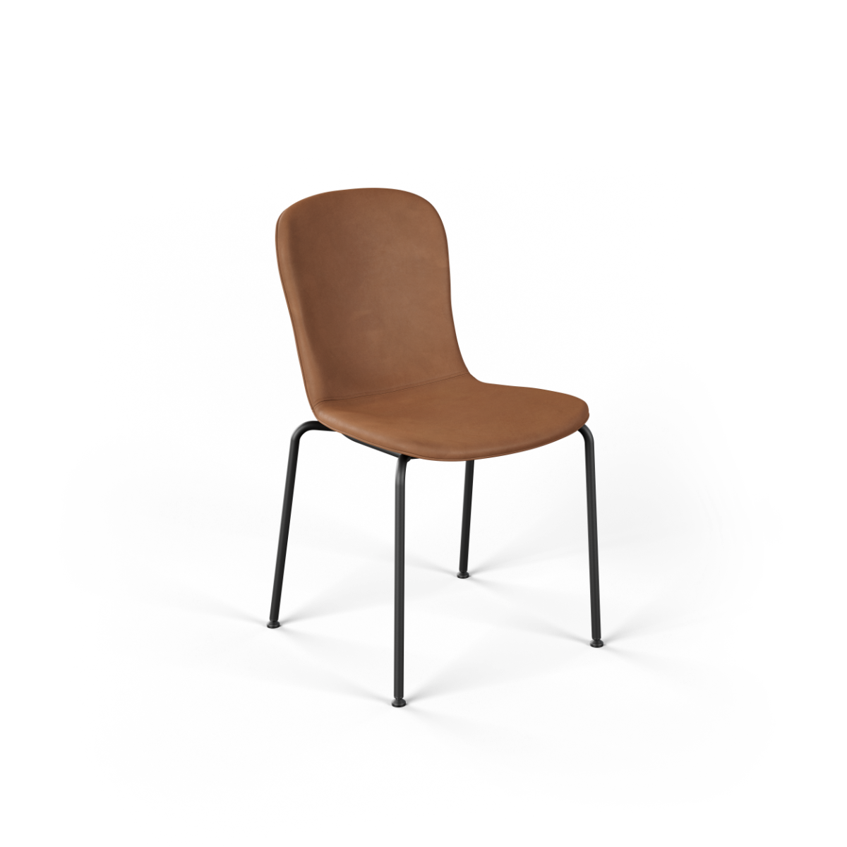 Chair no. One S1 spisestol med pulverlakkert stålramme og Luna Walnut skinnsete, innendørs bruk.