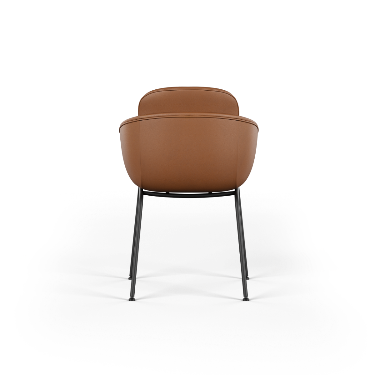 Chair no. One S2 spisestol med pulverlakkert svart stålramme og sort lærsete i nordisk design