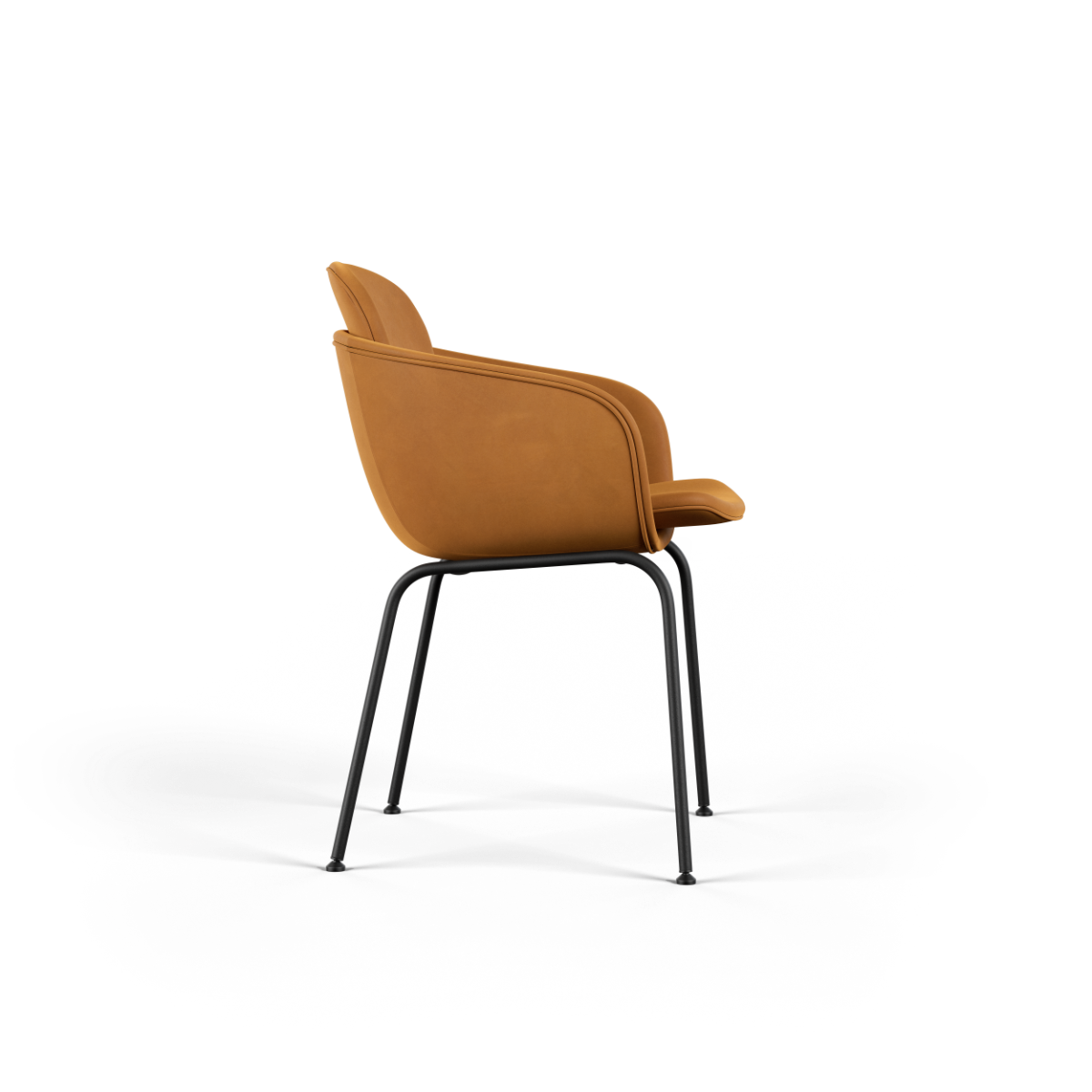 Chair no. One S2 with Luna Sandstone leather upholstery and black powder-coated steel frame.