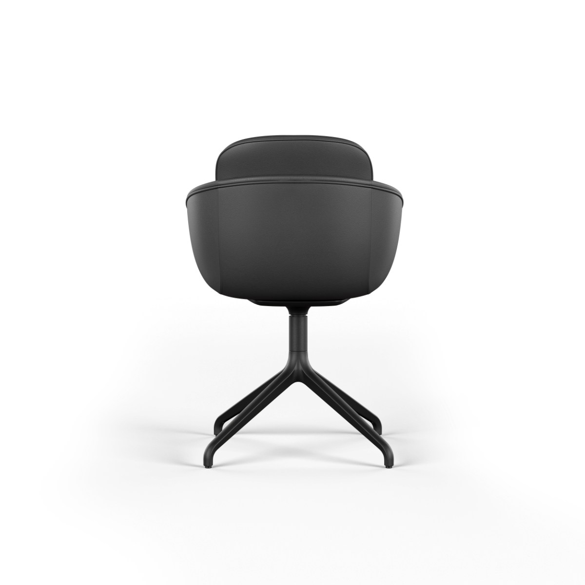 Chair no. One S2 Terra Black with black swivel base and leather seat in a modern design.