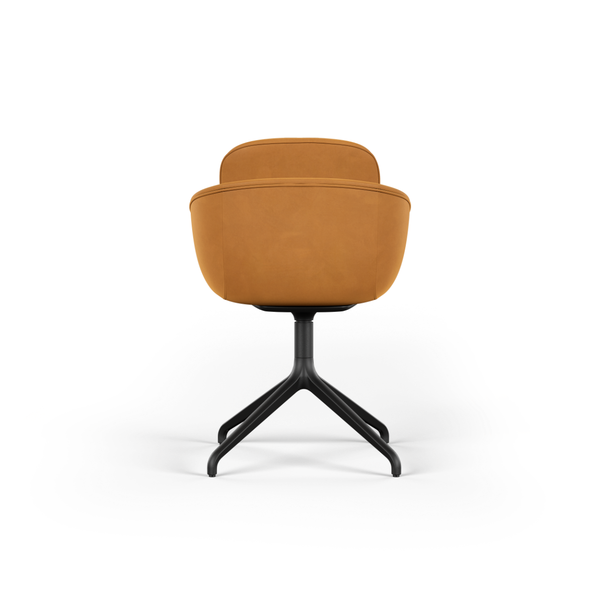 Chair no. One S2 in Terra Safari with black swivel base, upholstered in leather with double shell design.