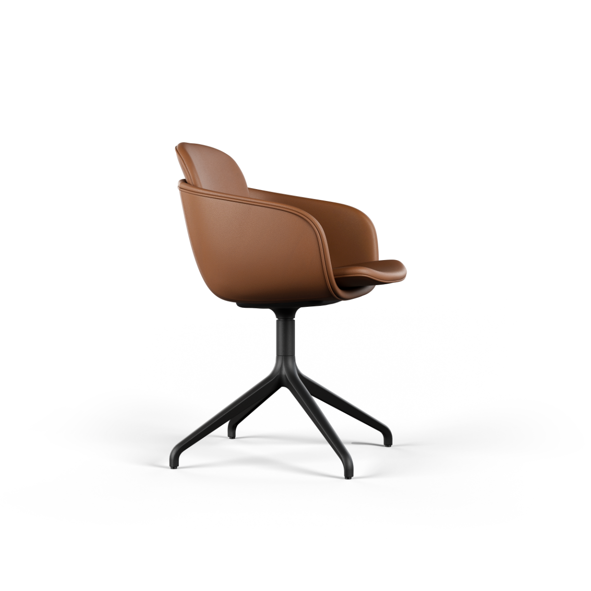 Chair no. One S2 Terra Black swivel chair with leather upholstery and aluminum base without return swivel