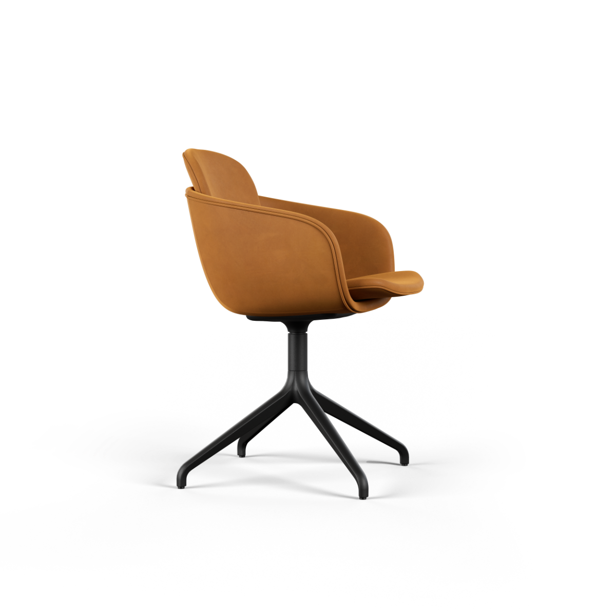 Chair no. One S2 in Terra Safari with swivel base and leather upholstery, indoor dining chair.