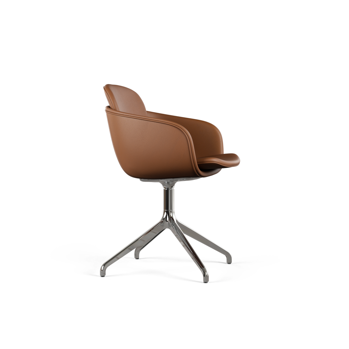 Chair no. One S2 Polished swivel chair in Terra Black with polished aluminum base and leather seat.