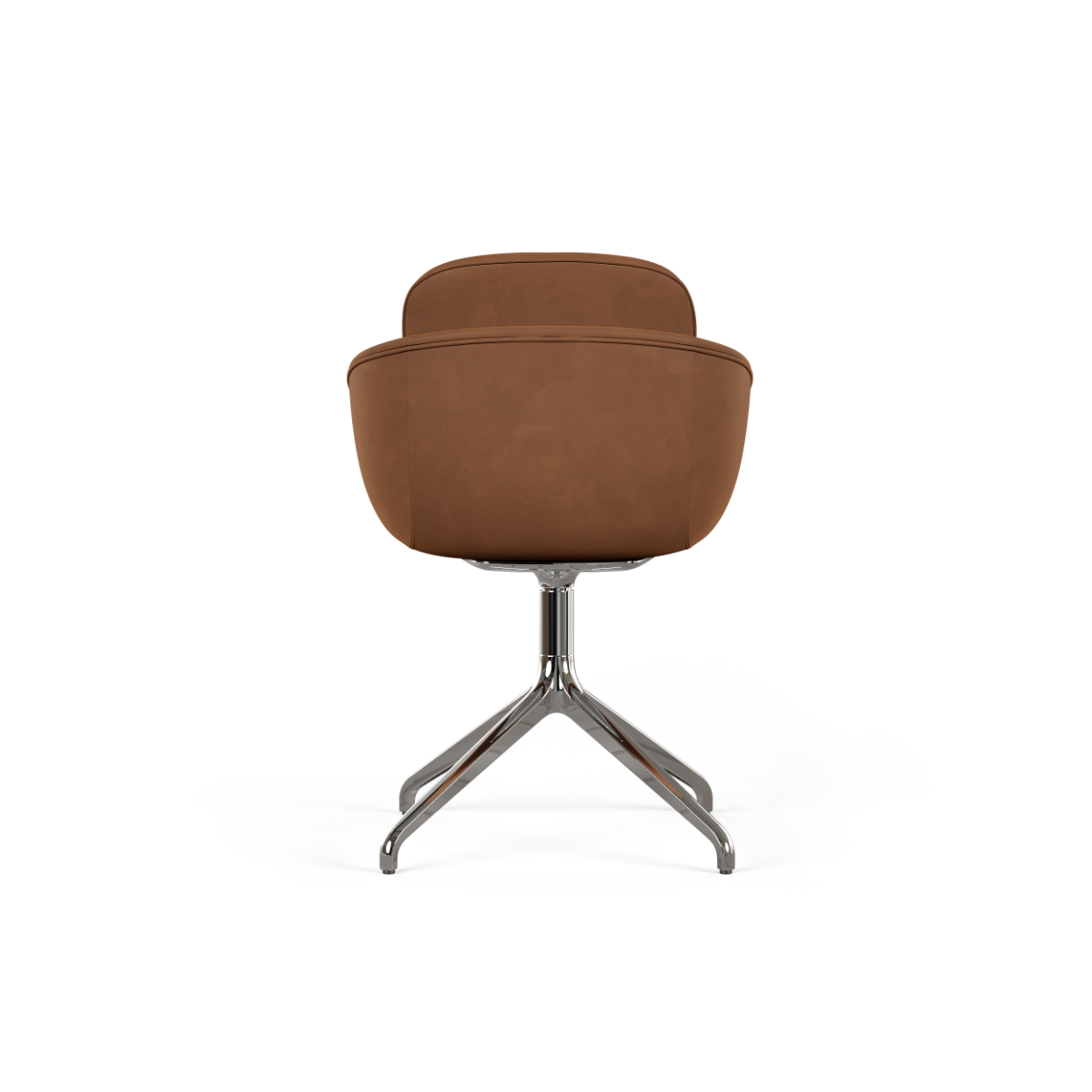 Chair no. One S2 swivel chair in Luna Sandstone leather with polished aluminum base.