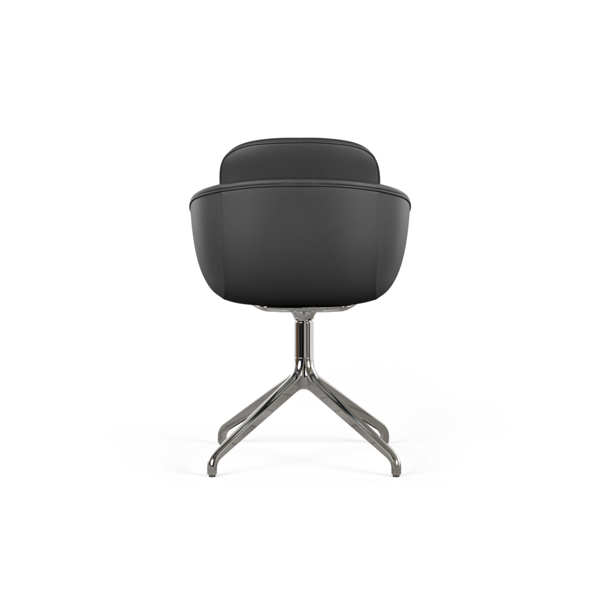 Chair no. One S2 spisestol i Terra Black med polert aluminium dreiefot og lærsete.