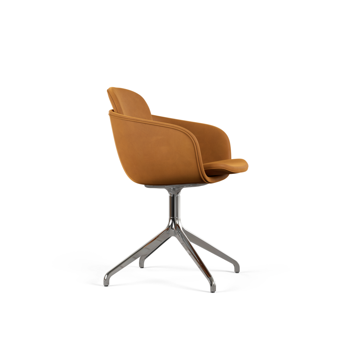 Chair no. One S2 swivel chair in Terra Black leather with polished aluminum base.