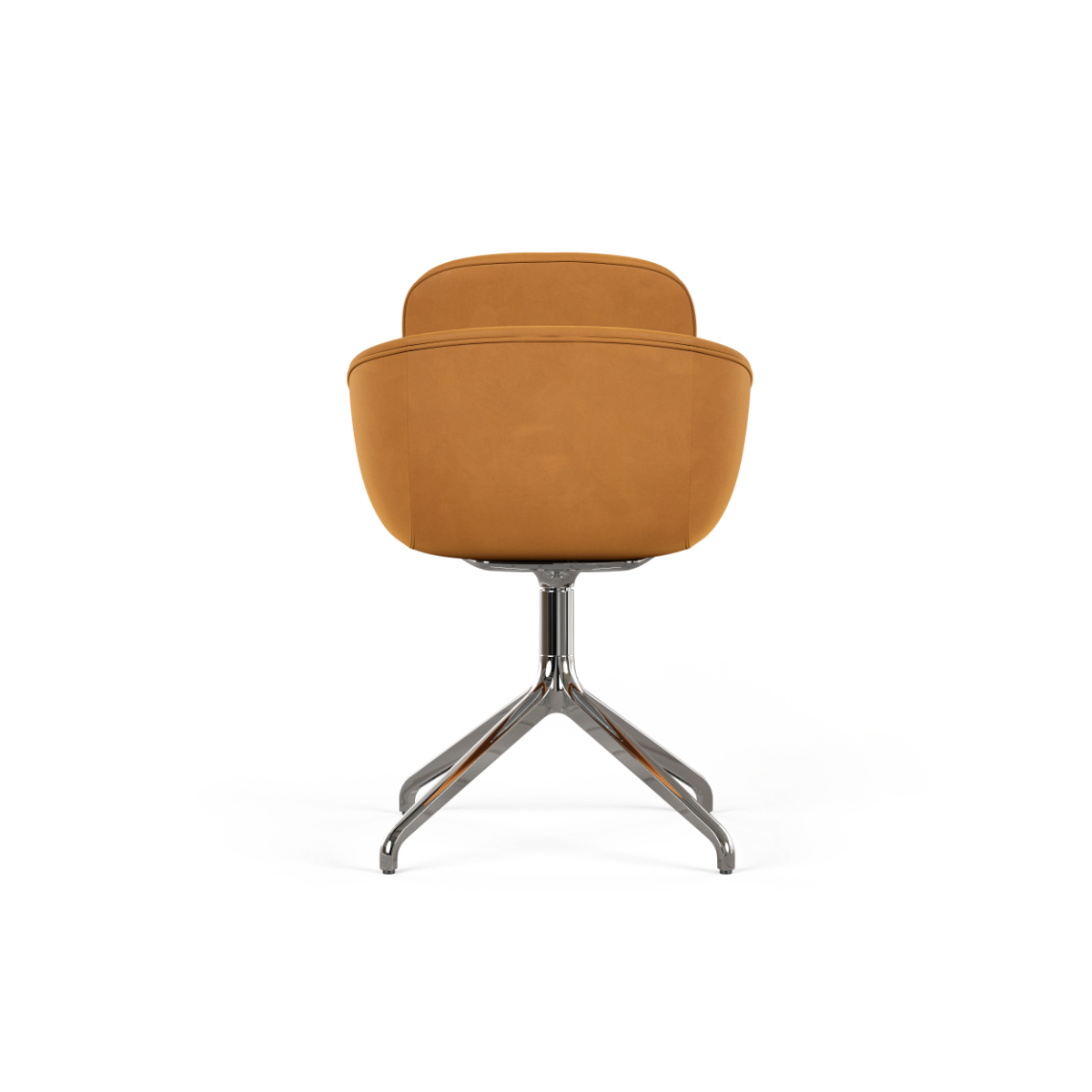 Chair no. One S2 in Terra Black with polished aluminum swivel base, leather upholstery and ergonomic double shell design.