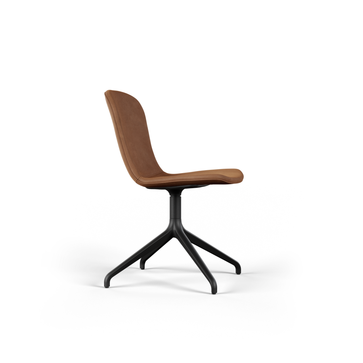 Chair no. One S1 in Terra Safari color with aluminum swivel base and leather seat without return swing