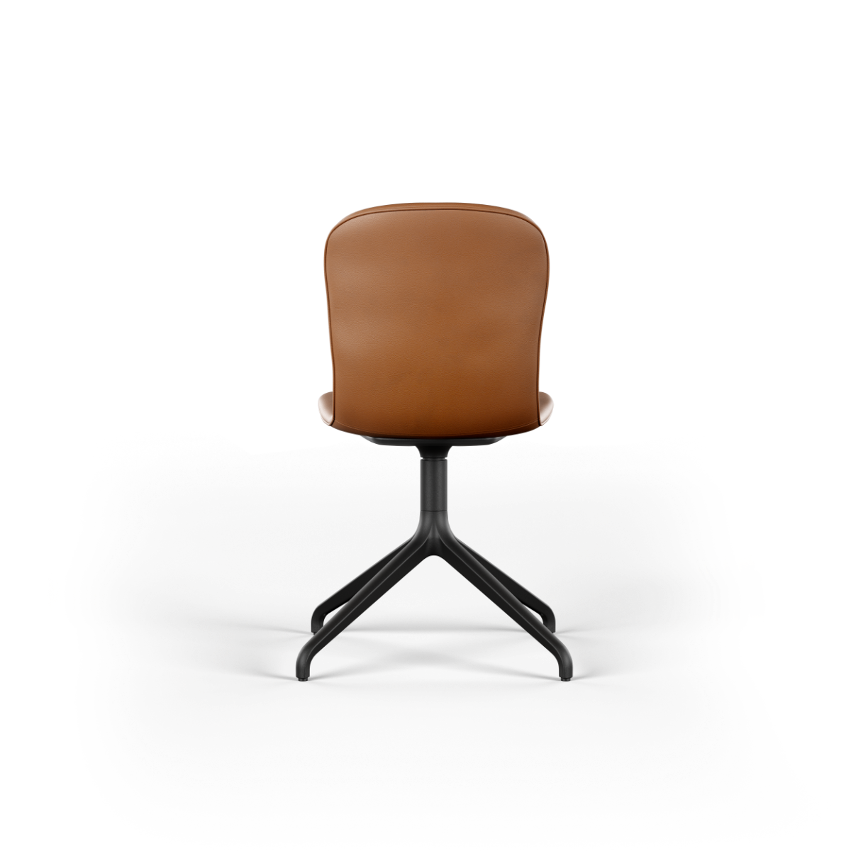 Chair no. One S1 spisestol i Terra Black med dreiefot i aluminium og lærsete.