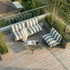 Mollis Lounge Sofa 2 Seater i Renesse Olive med pulverlakkert aluminiumsramme og moderne design for utebruk.