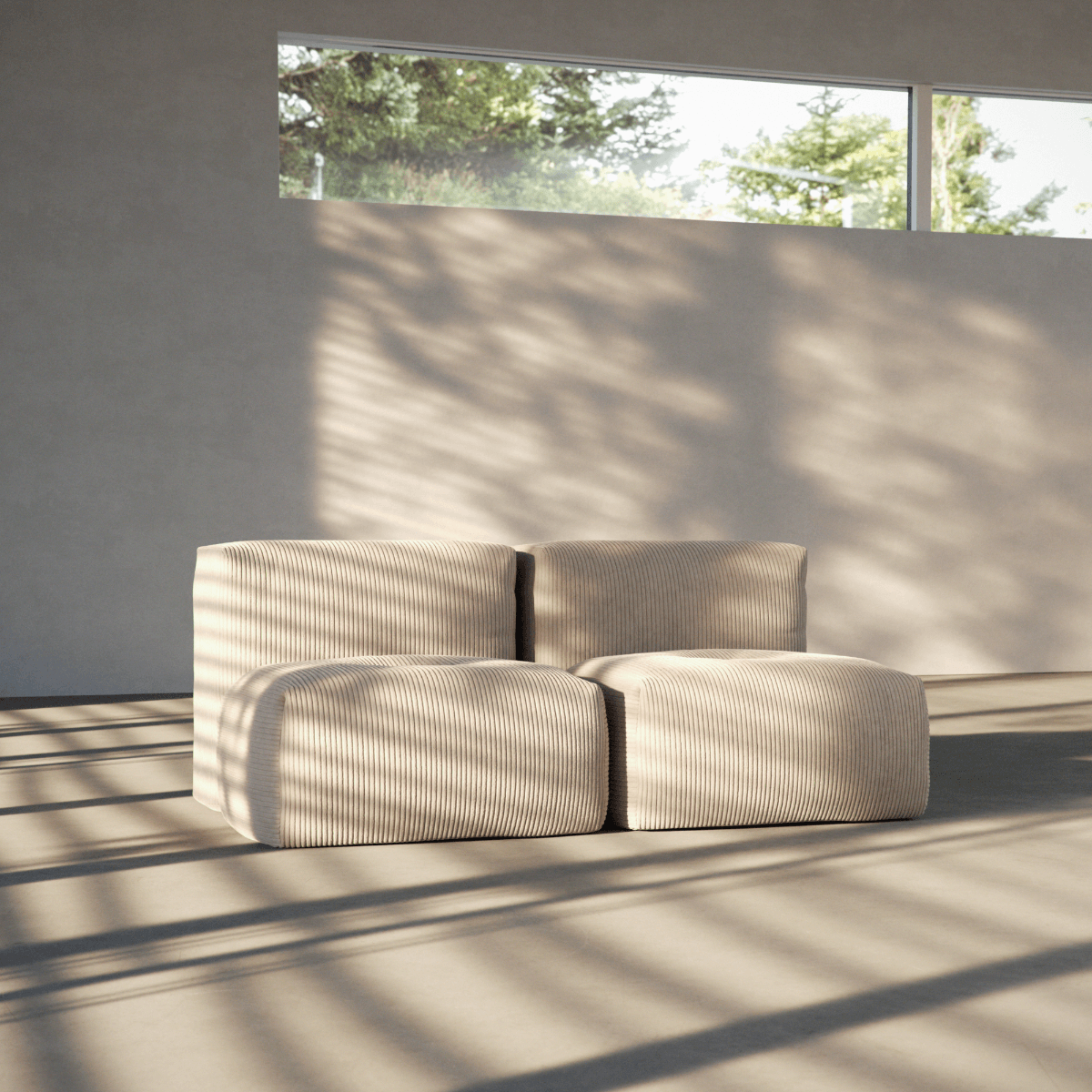 Soft Sofa Indoor 2-seter sofa i Teddy Beige polyester med myk, modulær design og lav høyde.
