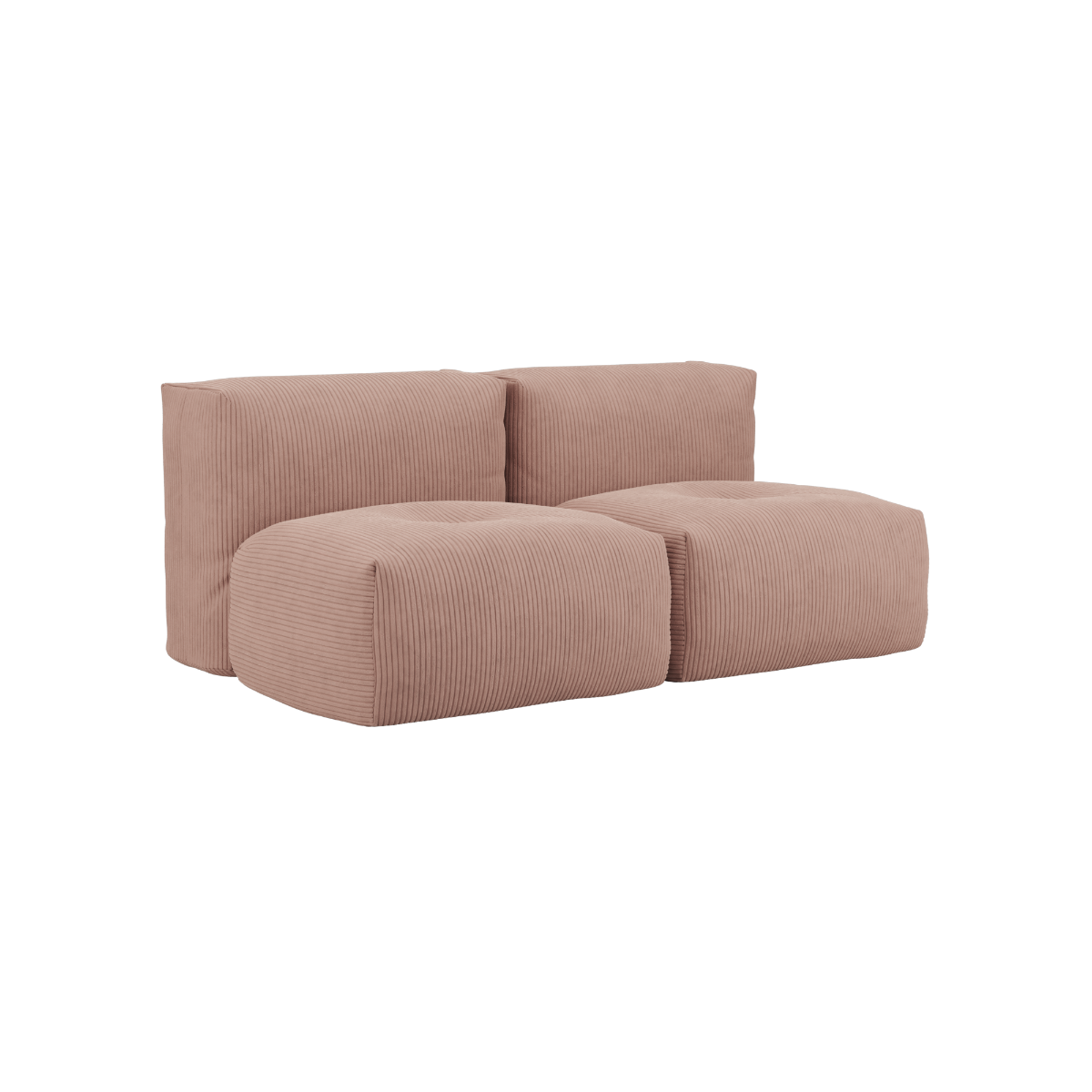 Soft Sofa Indoor 2-seter i rosa corduroy stoff med myk, modulær design og lav høyde.