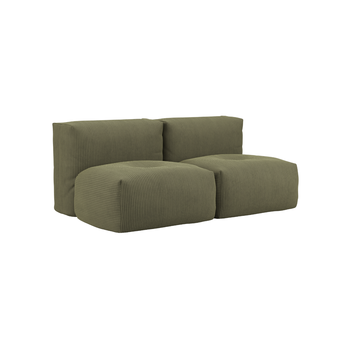 Soft Sofa Indoor 2-seter sofa i olivengrønn kordfløyel med myk, modulær design.